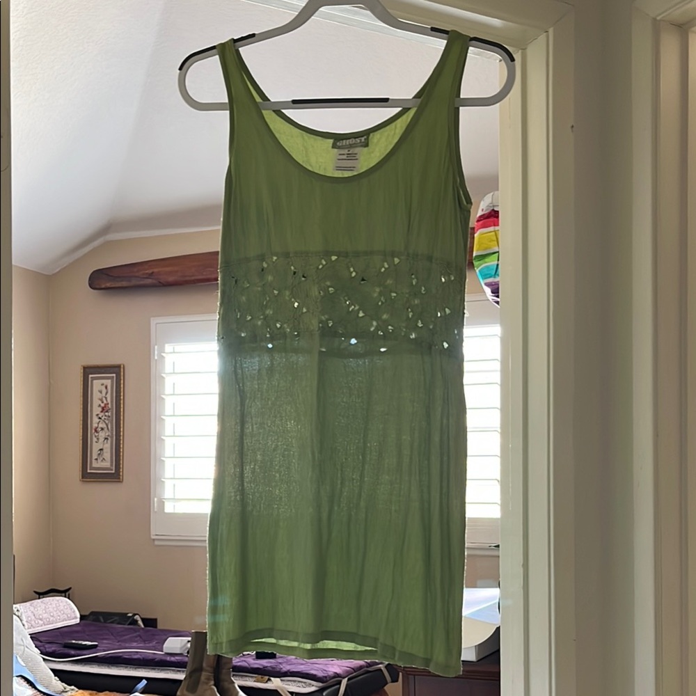 GHOST Light Green Viscose Rayon Dress
